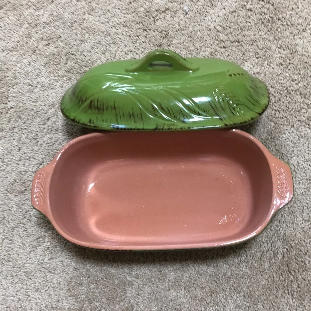 CERAMIC green oval shaped casserole